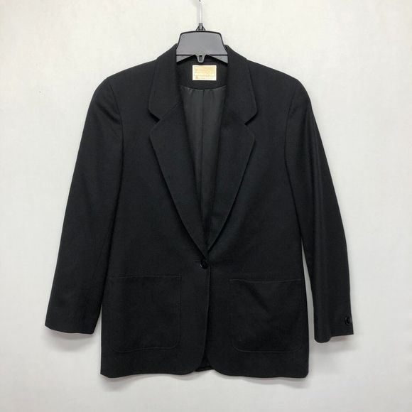 Pendleton Women 100% Virgin Wool Blazer Jacket Size 8 Black M089 -21 - Picture 1 of 16